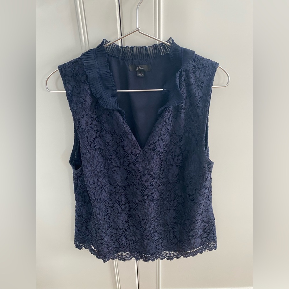 JCrew Navy Lace Top